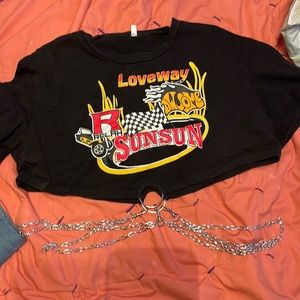 Empty soda cropped T shirt with chains